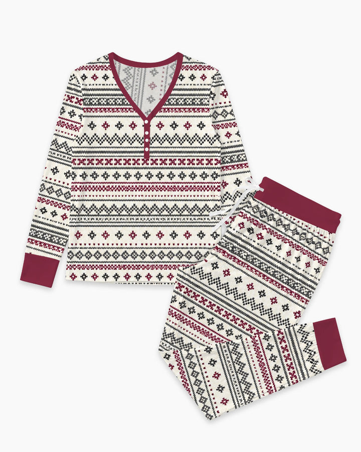 Nordic Fair Isle Holiday Knit Bamboo Women Pajama Set