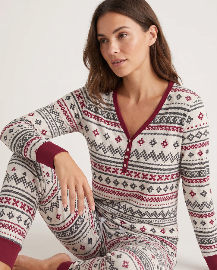 Nordic Fair Isle Holiday Knit Bamboo Women Pajama Set