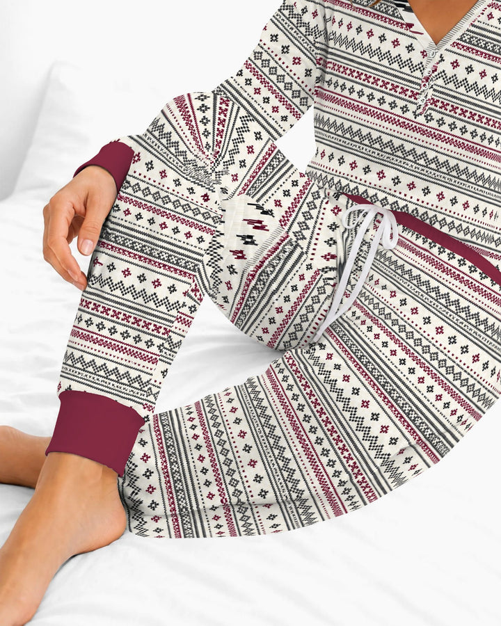 Nordic Fair Isle Holiday Knit Bamboo Women Pajama Set