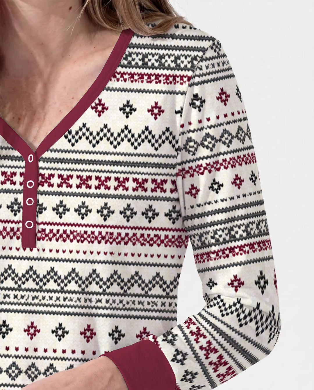 Nordic Fair Isle Holiday Knit Bamboo Women Pajama Set