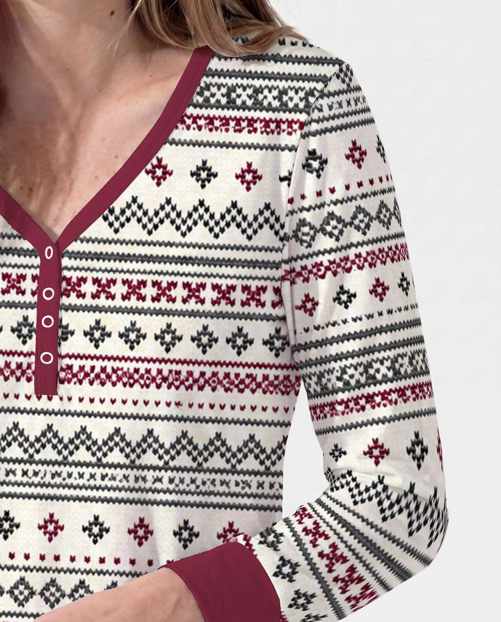 Nordic Fair Isle Holiday Knit Bamboo Women Pajama Set