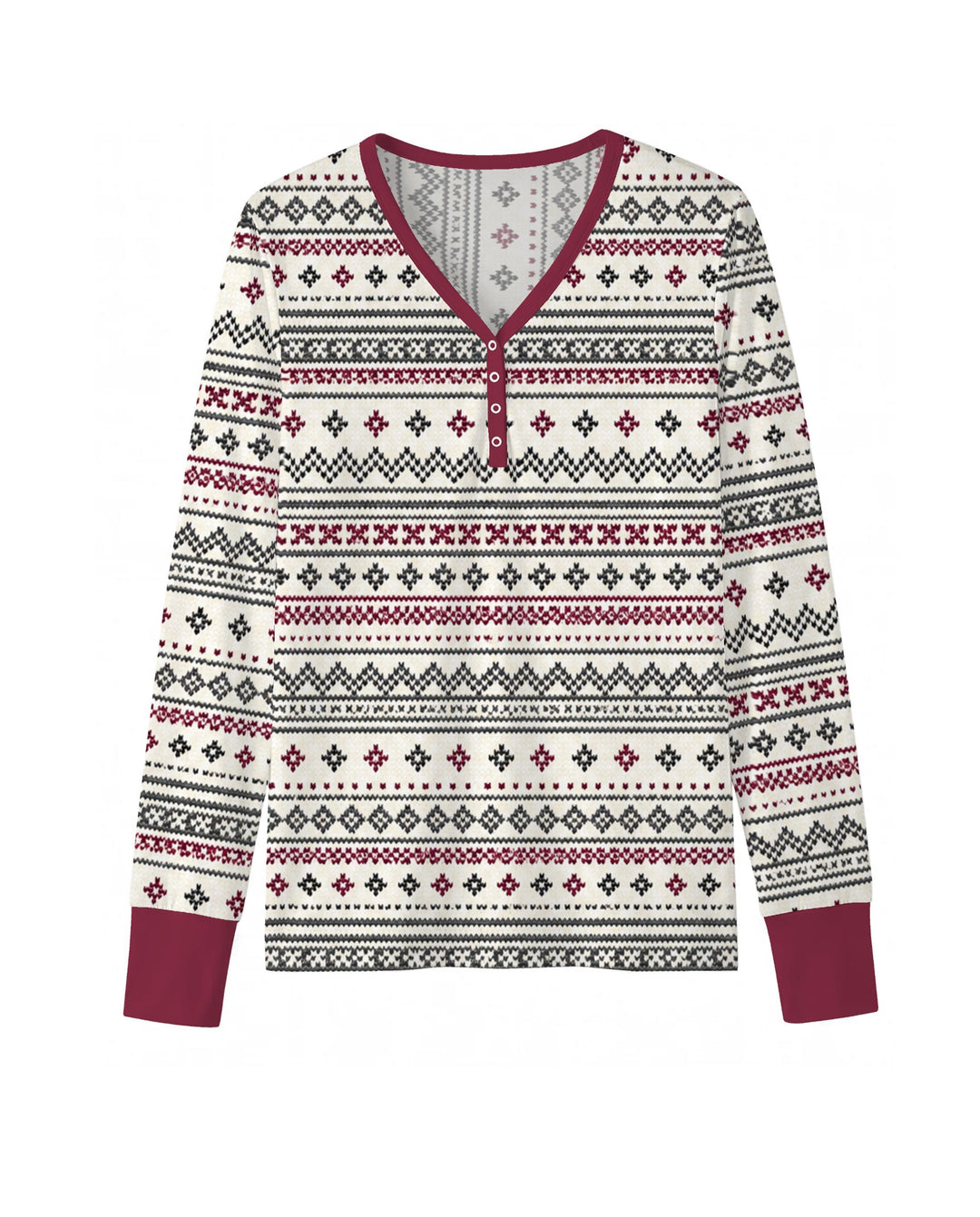 Nordic Fair Isle Holiday Knit Bamboo Women Pajama Set