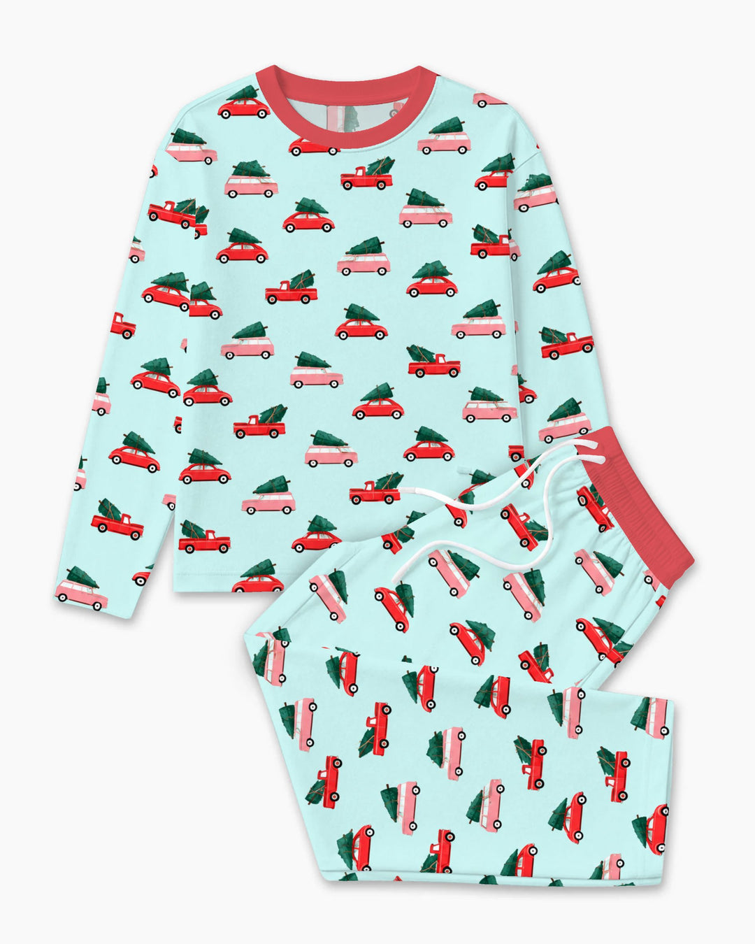 Christmas Tree Road Trip Cars Bamboo Men's Pajama Set