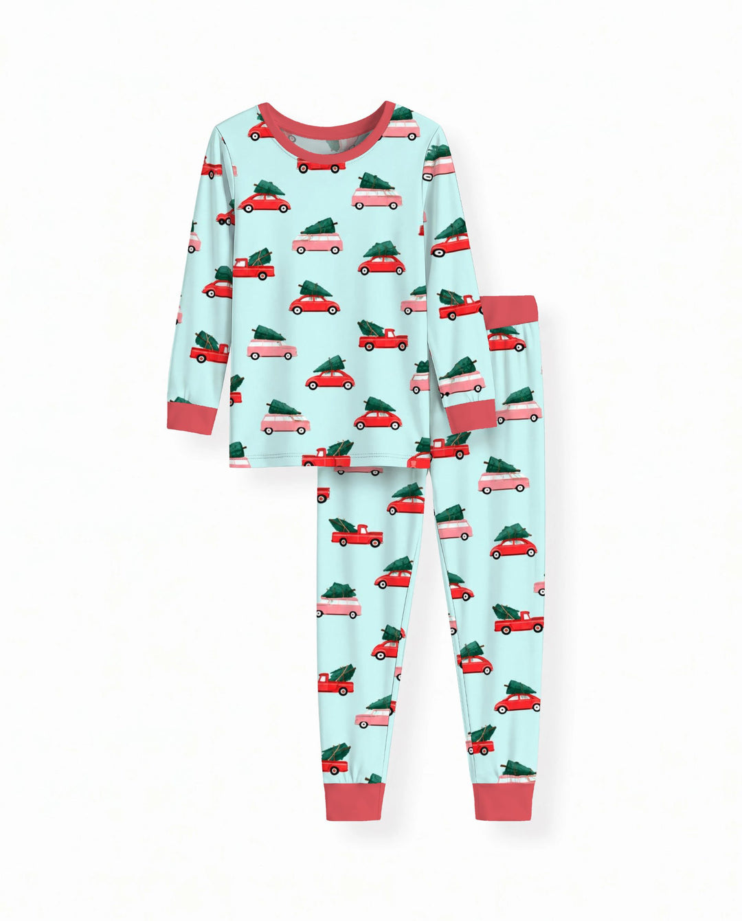 Christmas Tree Road Trip Cars Bamboo Two Piece Long Sleeve Pajama Set