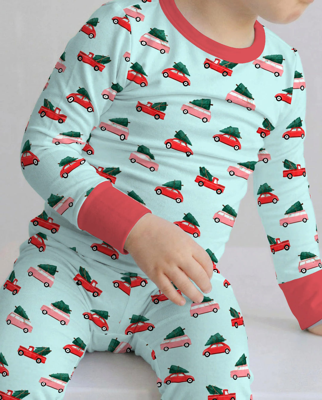 Christmas Tree Road Trip Cars Bamboo Two Piece Long Sleeve Pajama Set