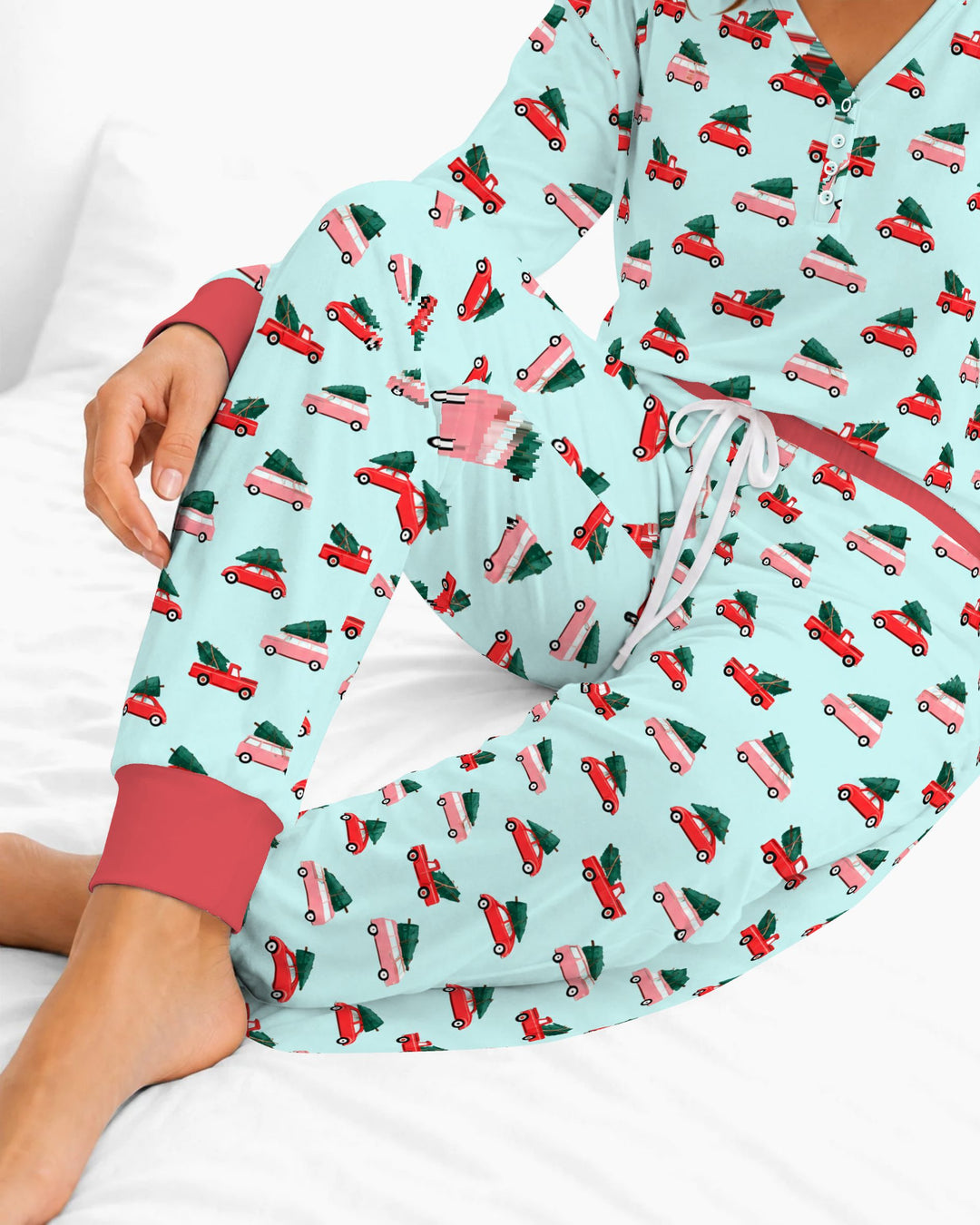 Christmas Tree Road Trip Cars Bamboo Women Pajama Set