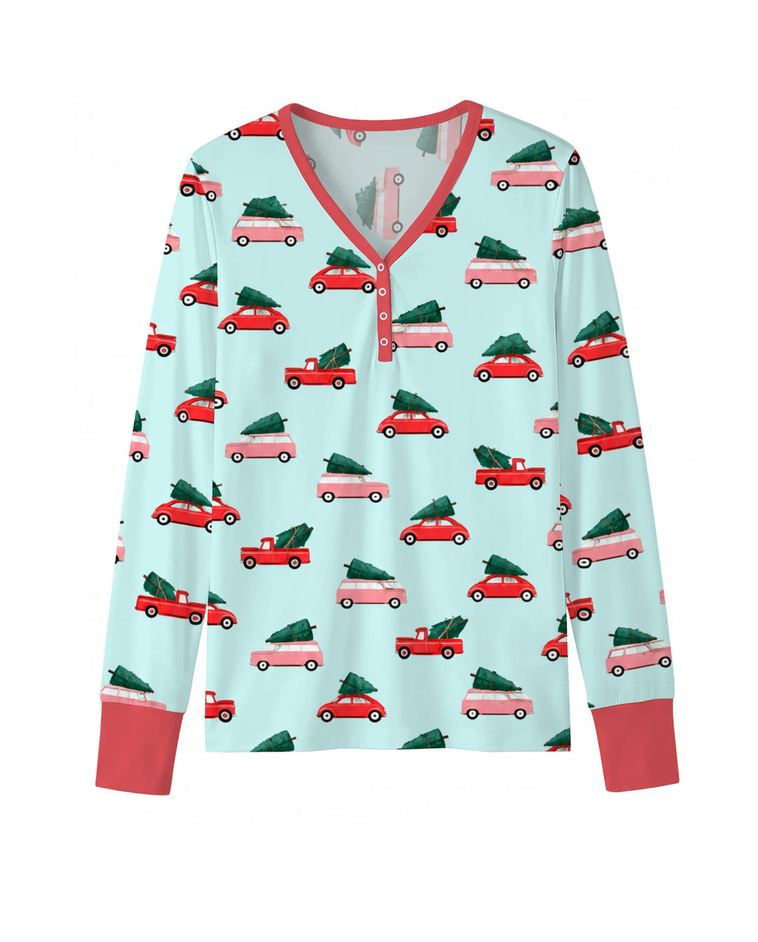 Christmas Tree Road Trip Cars Bamboo Women Pajama Set