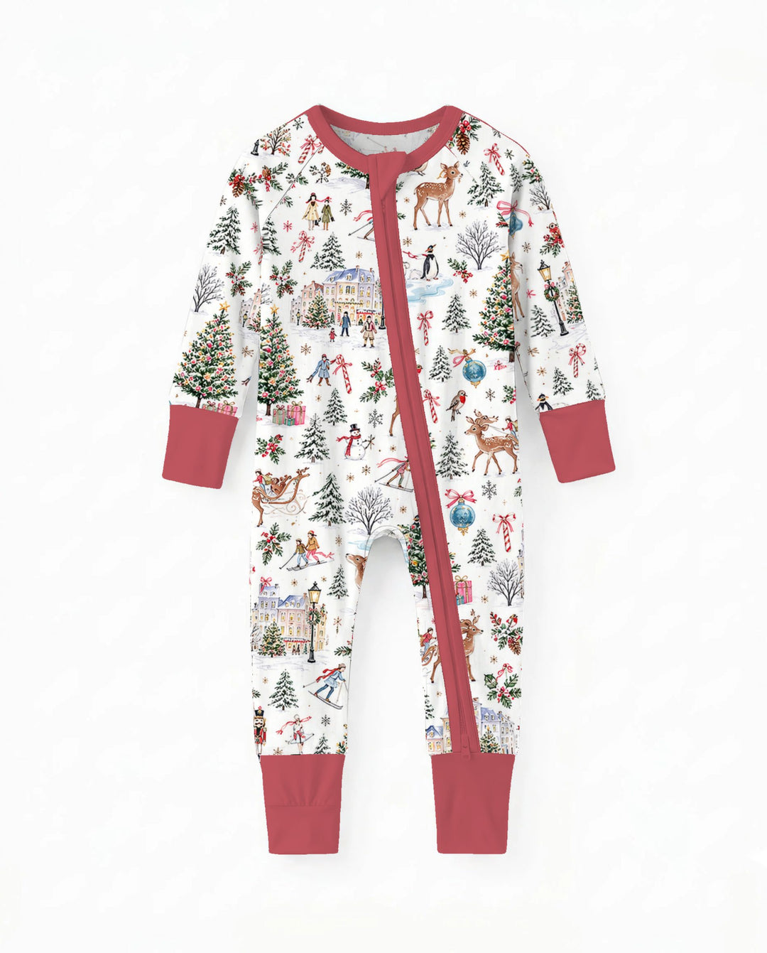 Christmas Winter Village Toile Bamboo Convertible Zippy