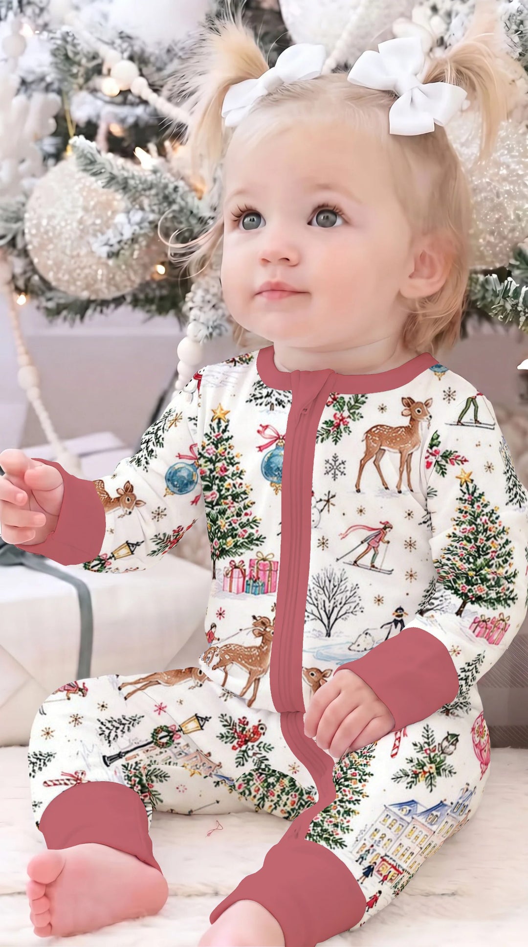 Christmas Winter Village Toile Bamboo Convertible Zippy