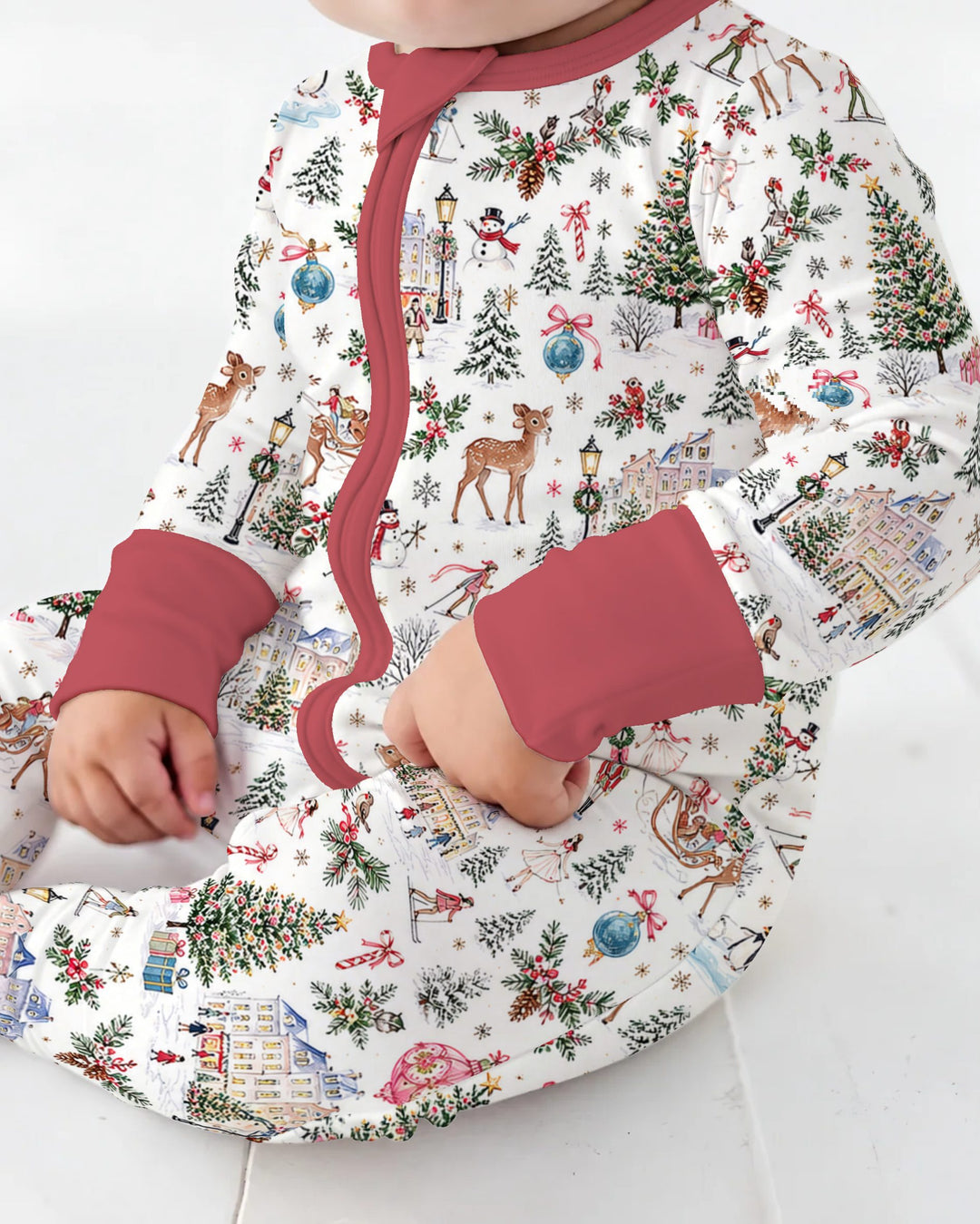 Christmas Winter Village Toile Bamboo Convertible Zippy