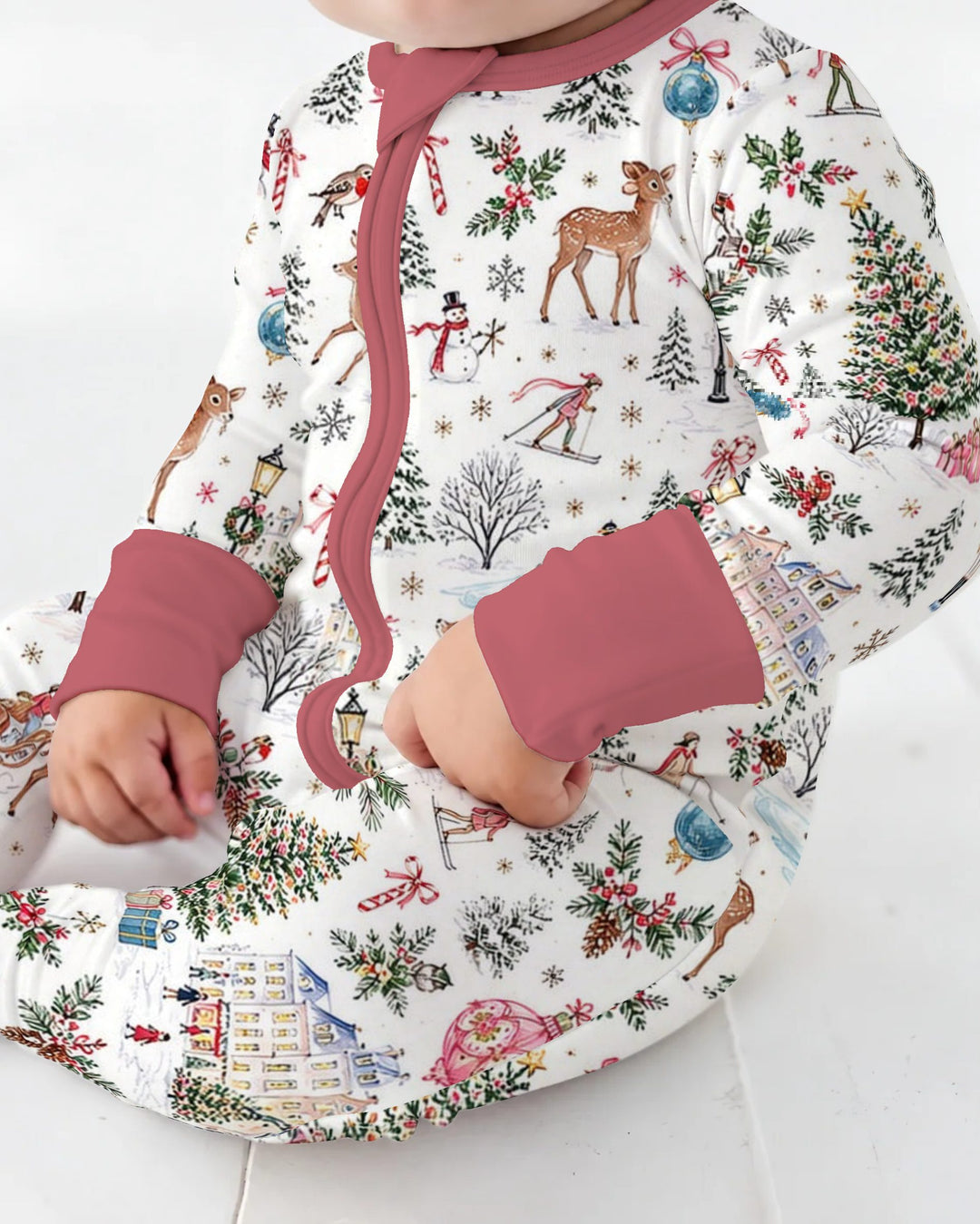Christmas Winter Village Toile Bamboo Convertible Zippy