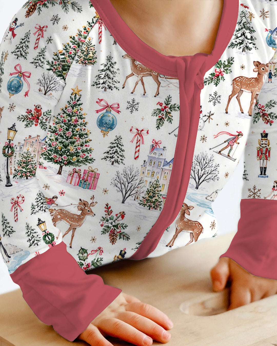Christmas Winter Village Toile Bamboo Convertible Zippy