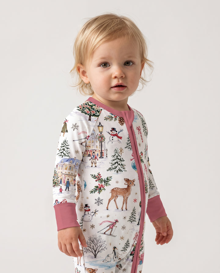 Christmas Winter Village Toile Bamboo Convertible Zippy