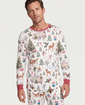 Christmas Winter Village Toile Bamboo Men's Pajama Set