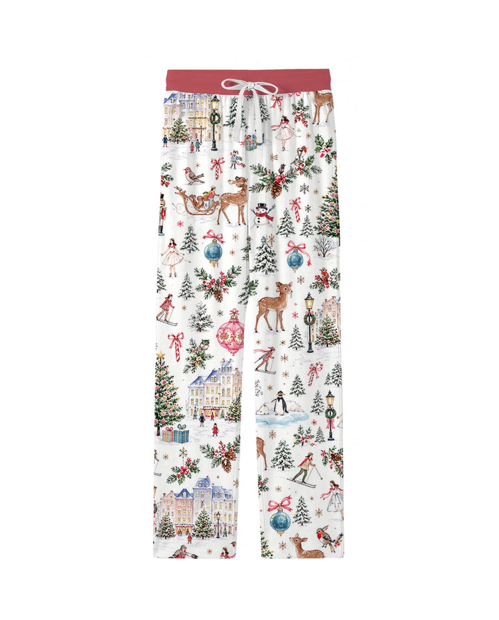 Christmas Winter Village Toile Bamboo Men's Pajama Set