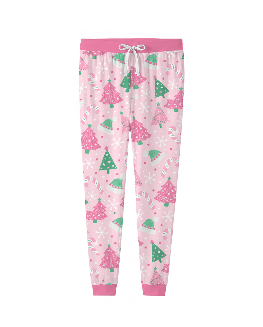 Pink & Mint Candy Christmas Trees Bamboo Women Pajama Set