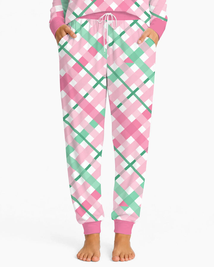 Pink & Mint Christmas Plaid Bamboo Women Pajama Set