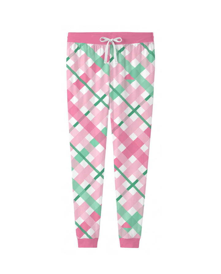 Pink & Mint Christmas Plaid Bamboo Women Pajama Set