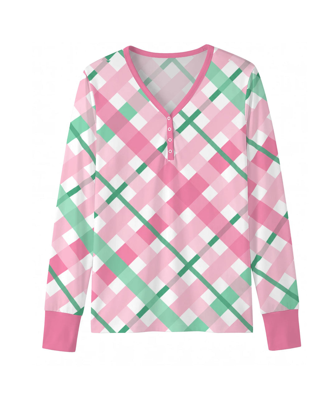 Pink & Mint Christmas Plaid Bamboo Women Pajama Set