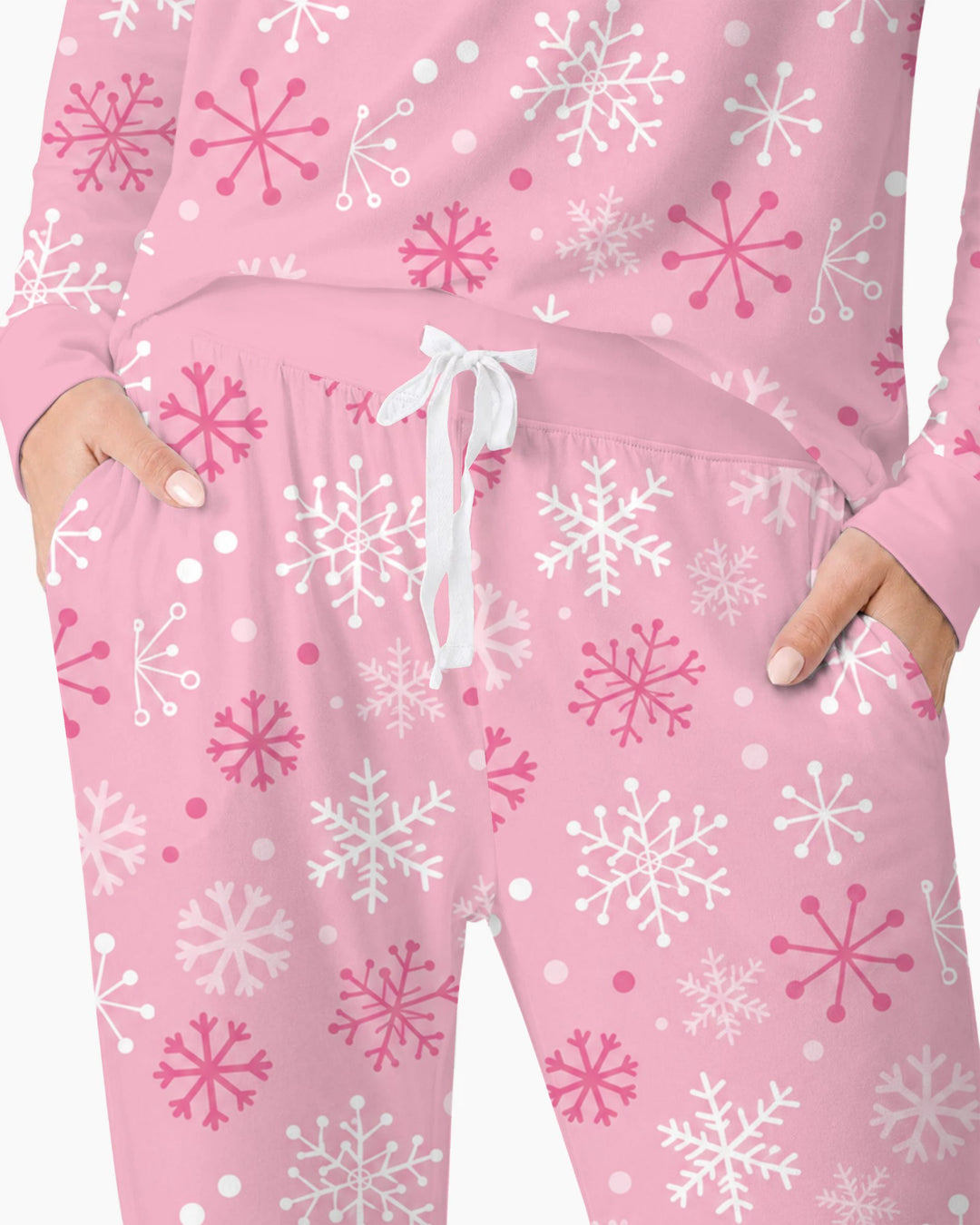 Pretty in Pink Christmas Snowflakes Bamboo Women Pajama Set