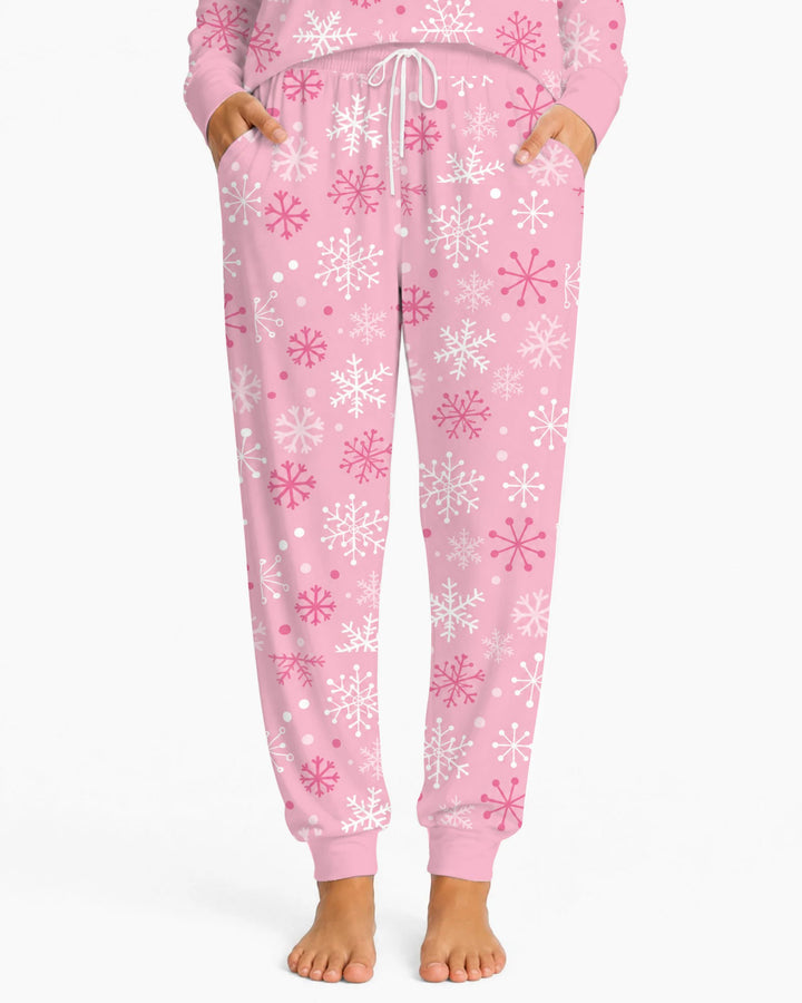 Pretty in Pink Christmas Snowflakes Bamboo Women Pajama Set