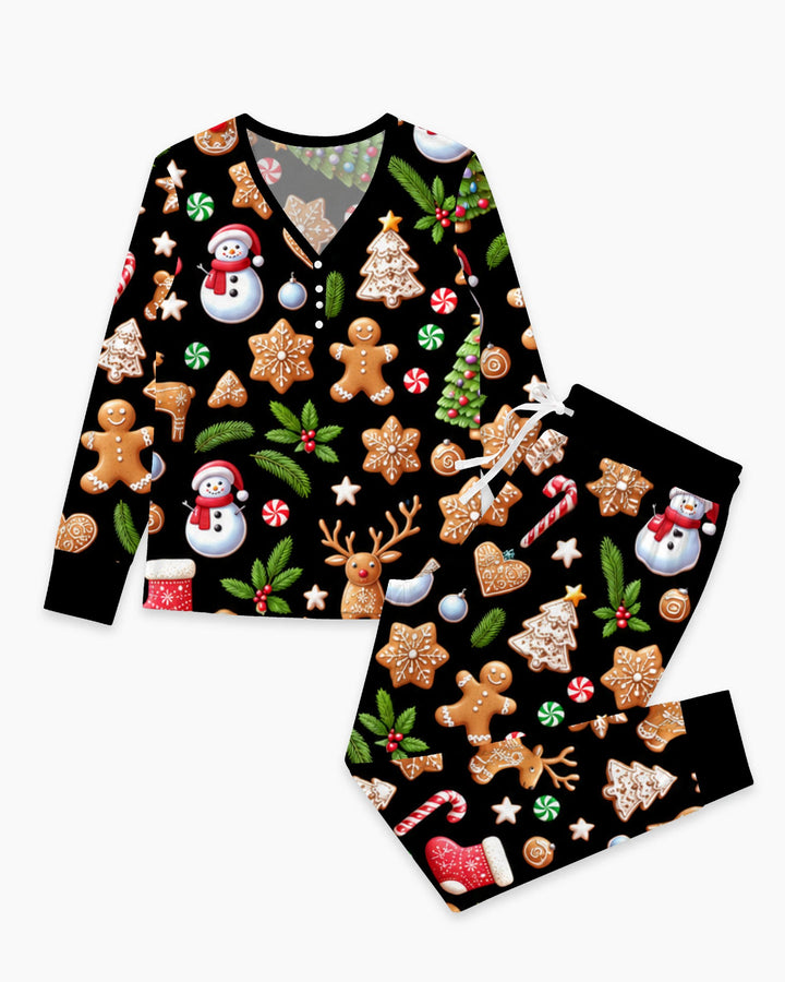 Gingerbread Christmas Cookie Wonderland Bamboo Women Pajama Set
