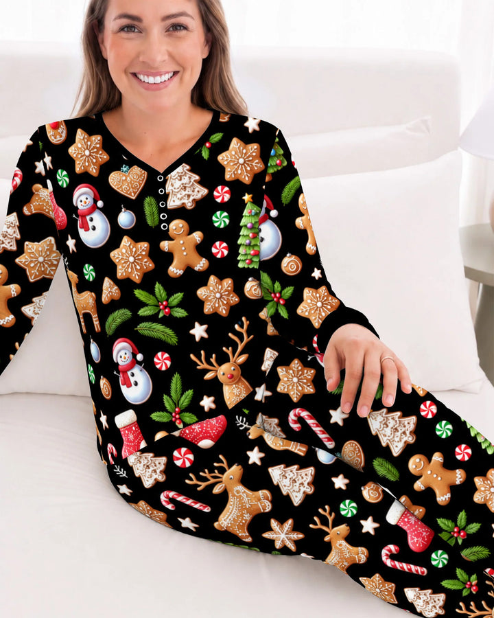 Gingerbread Christmas Cookie Wonderland Bamboo Women Pajama Set