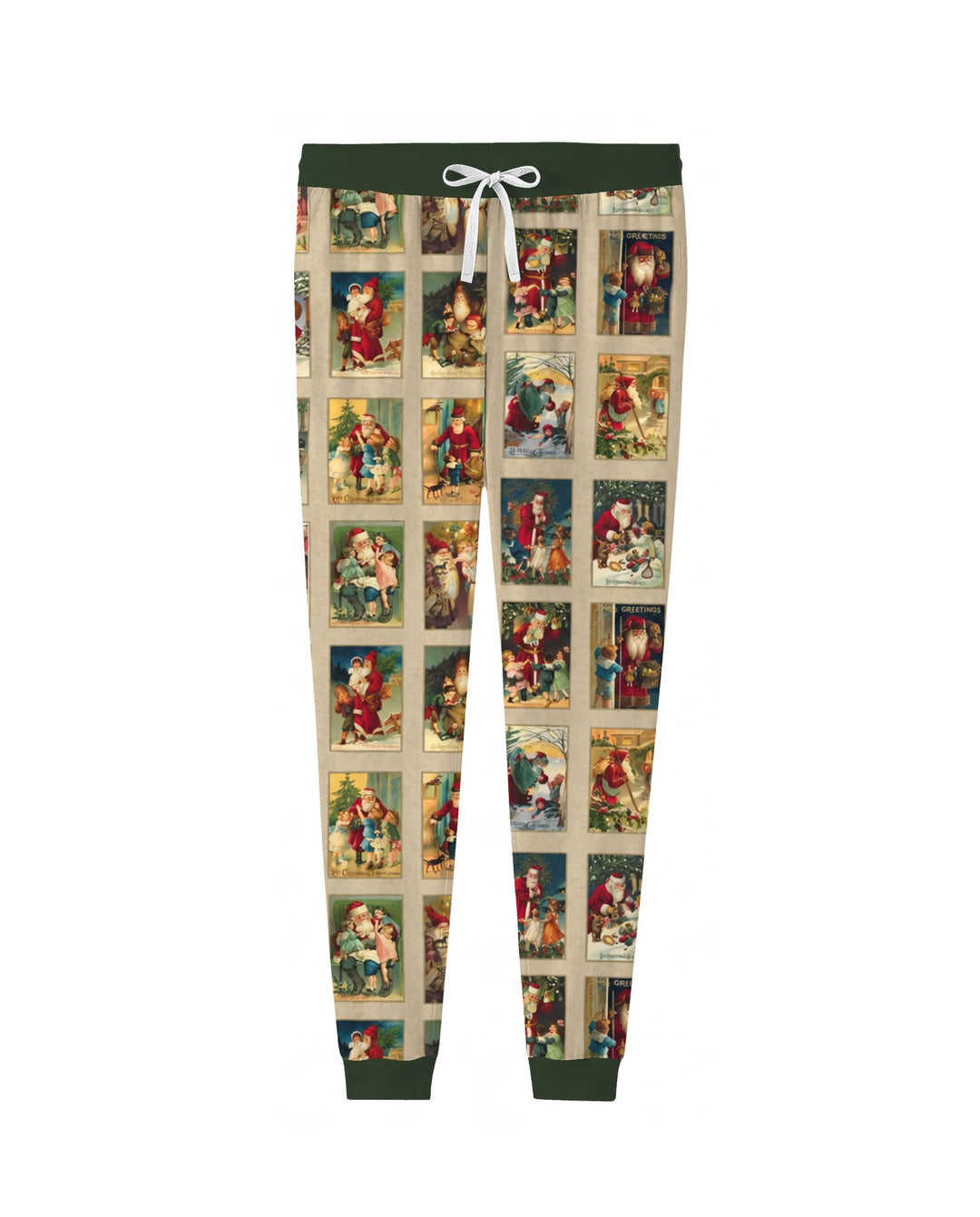 Vintage Santa Christmas Postcards Bamboo Women Pajama Set