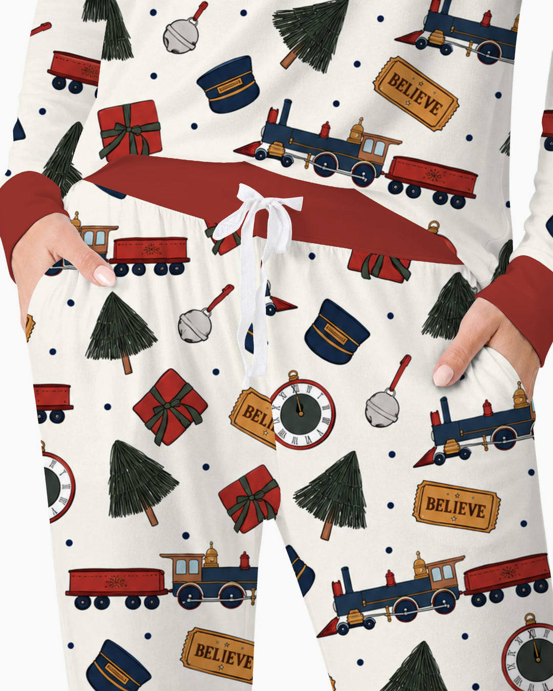 Polar Express Christmas Train Toss Bamboo Women Pajama Set