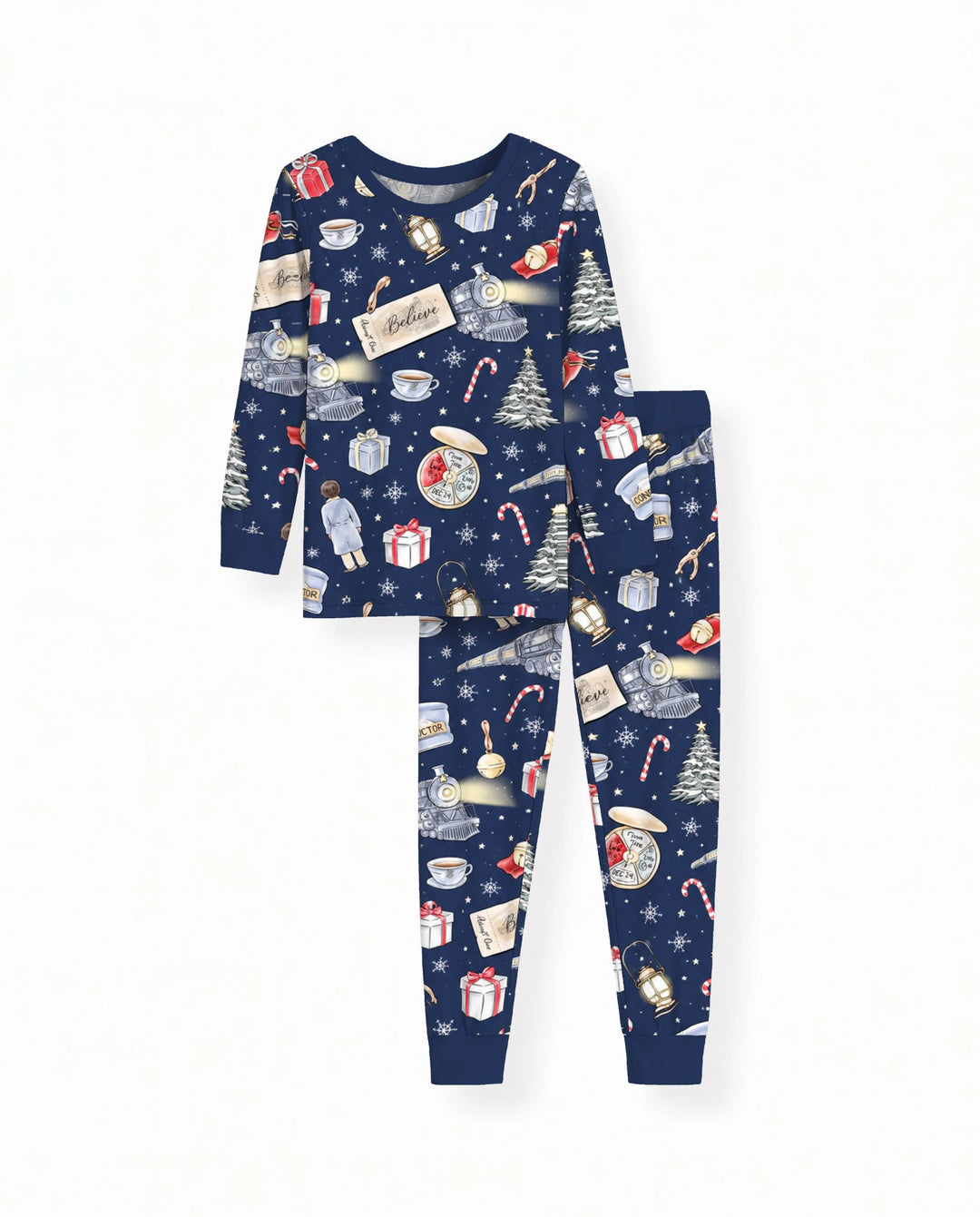 Magical Christmas Train Night Bamboo Two Piece Long Sleeve Pajama Set
