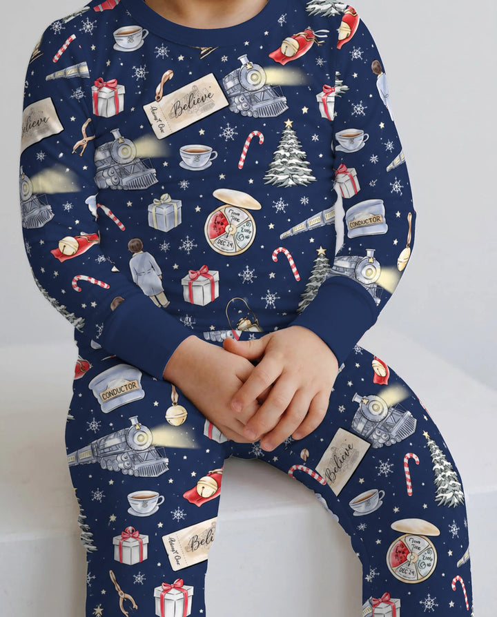 Magical Christmas Train Night Bamboo Two Piece Long Sleeve Pajama Set