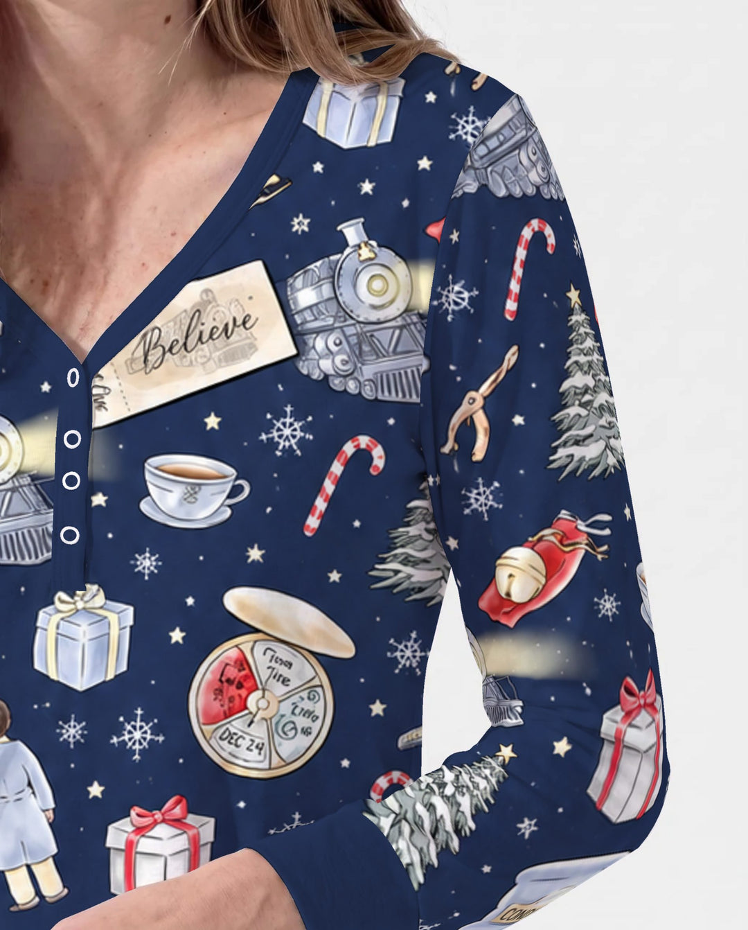 Magical Christmas Train Night Bamboo Women Pajama Set