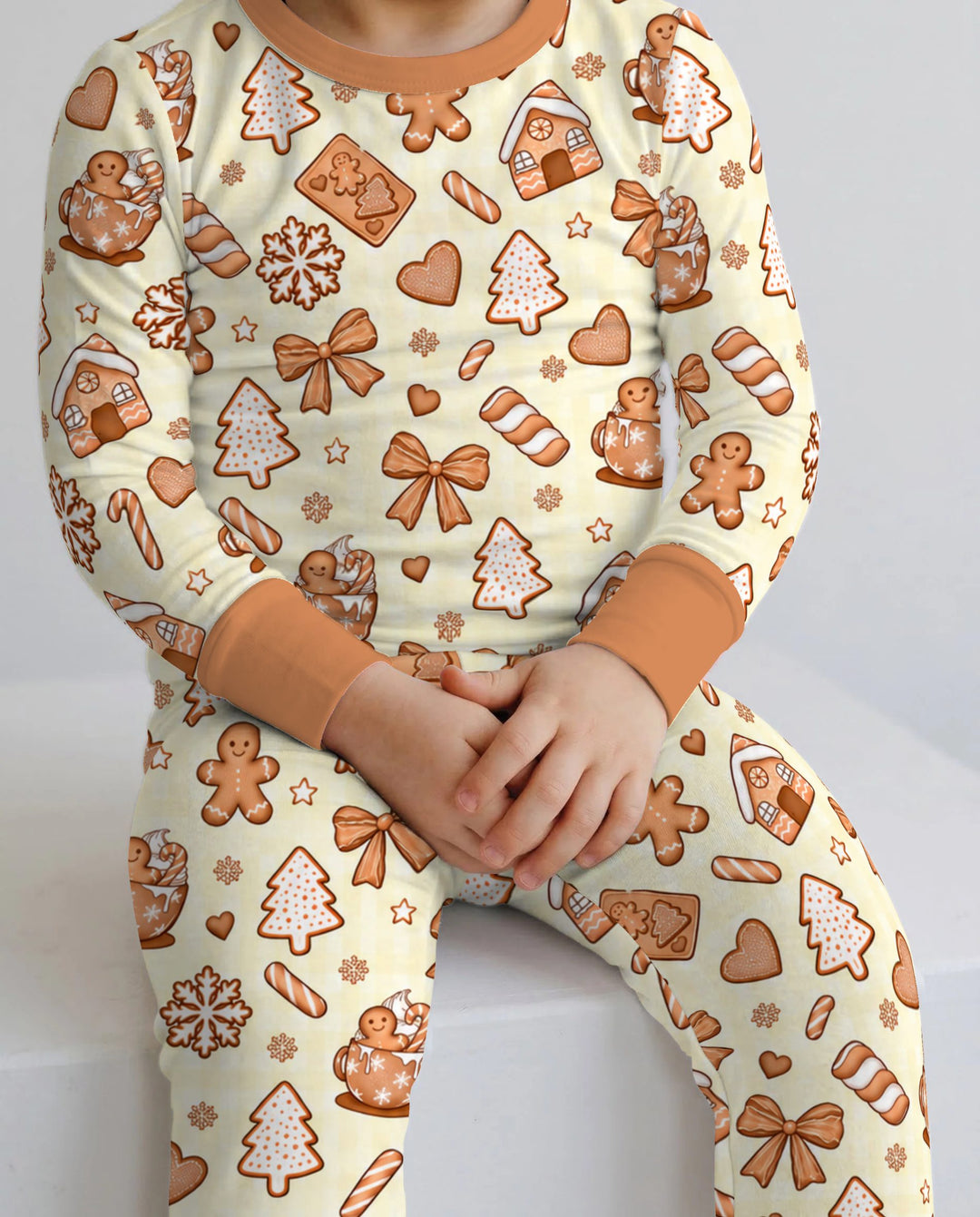 Gingerbread Christmas Cookie Toss Bamboo Two Piece Long Sleeve Pajama Set