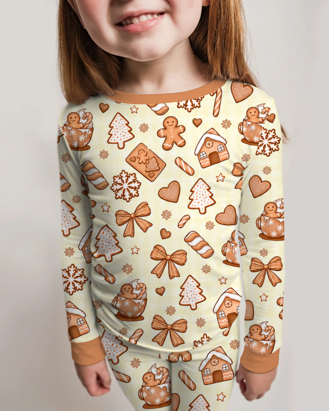 Gingerbread Christmas Cookie Toss Bamboo Two Piece Long Sleeve Pajama Set
