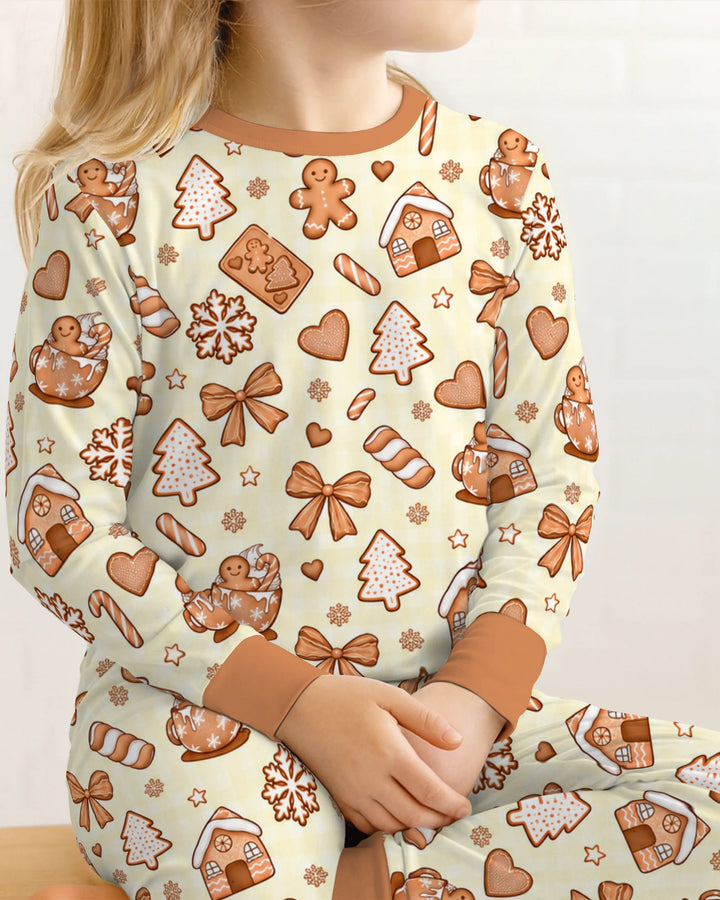 Gingerbread Christmas Cookie Toss Bamboo Two Piece Long Sleeve Pajama Set