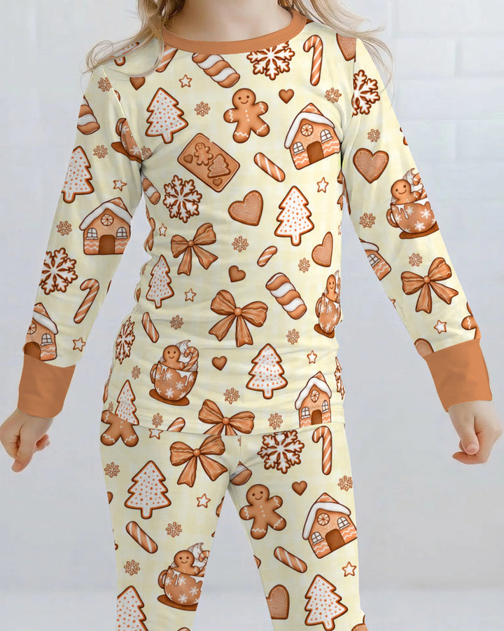 Gingerbread Christmas Cookie Toss Bamboo Two Piece Long Sleeve Pajama Set