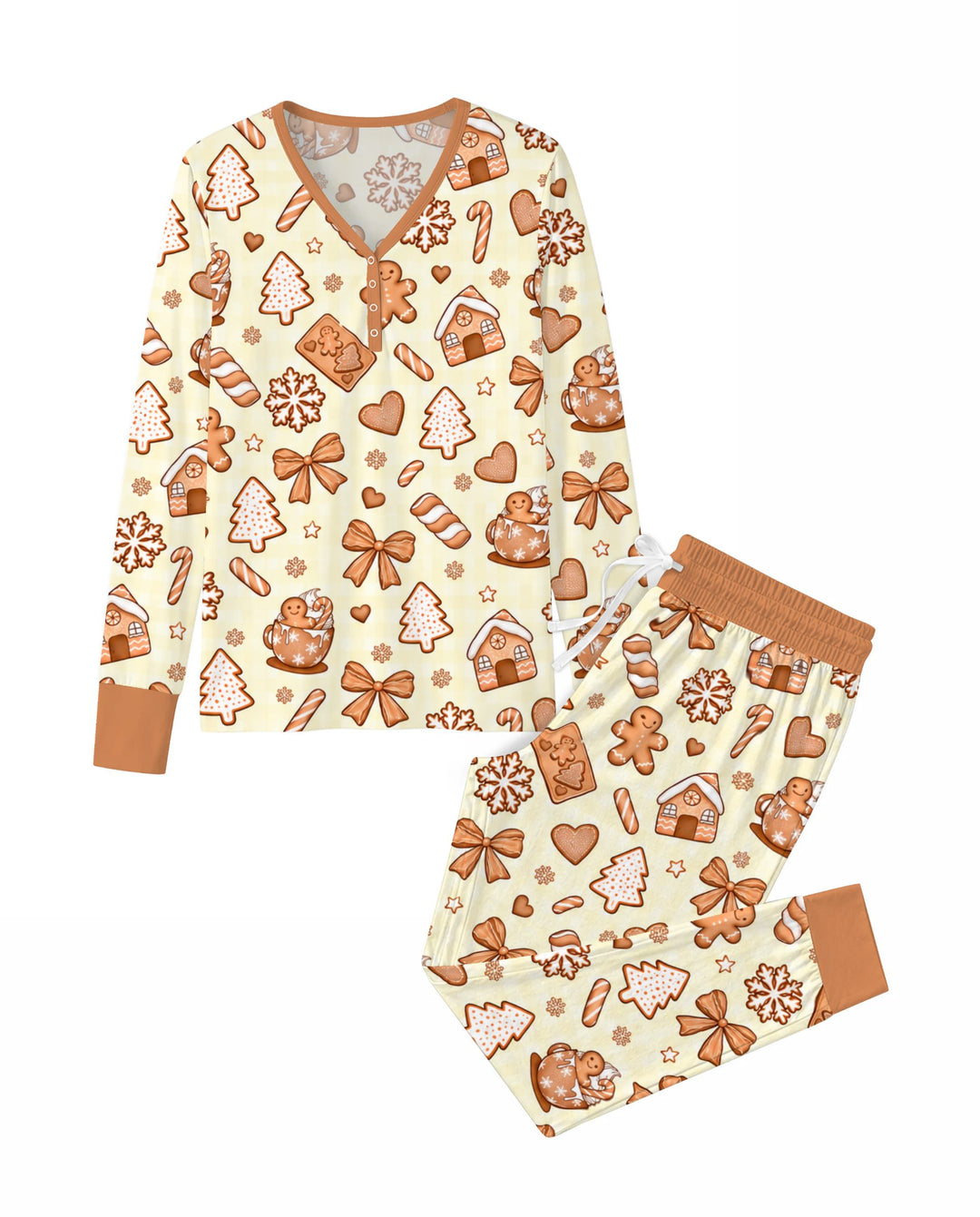 Gingerbread Christmas Cookie Toss Bamboo Women Pajama Set
