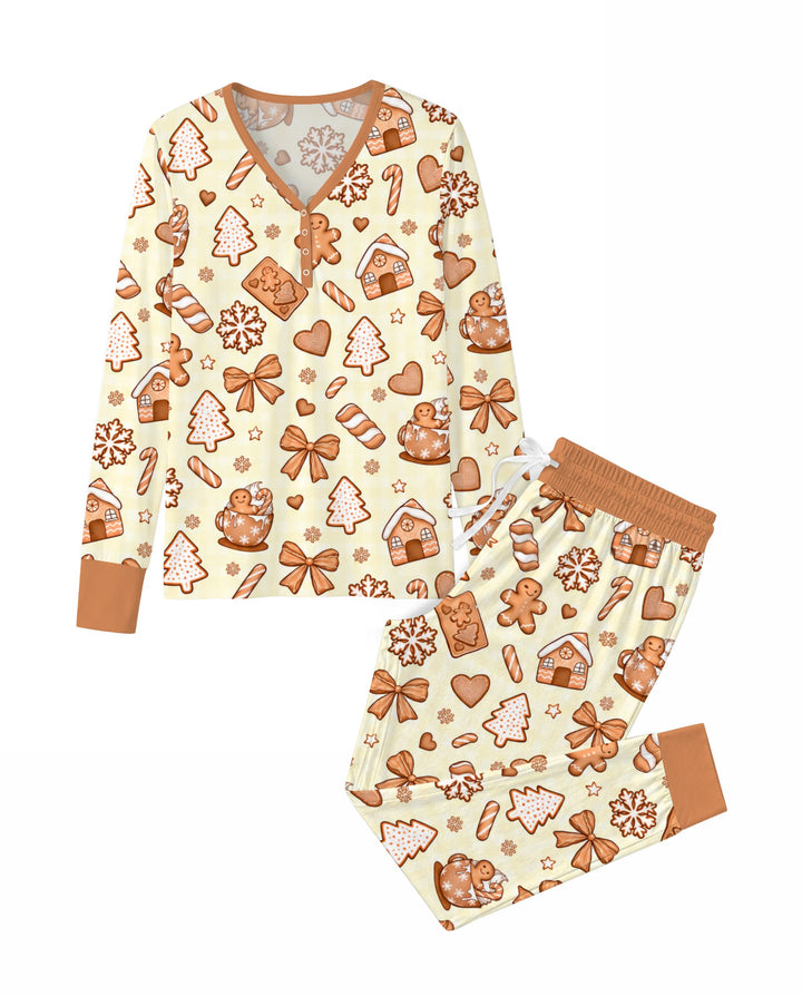 Gingerbread Christmas Cookie Toss Bamboo Women Pajama Set