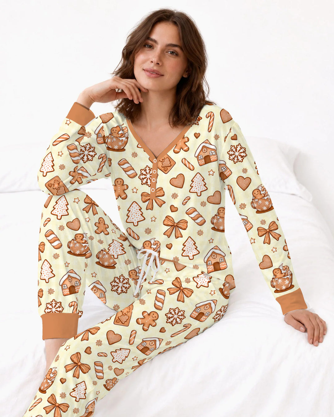 Gingerbread Christmas Cookie Toss Bamboo Women Pajama Set