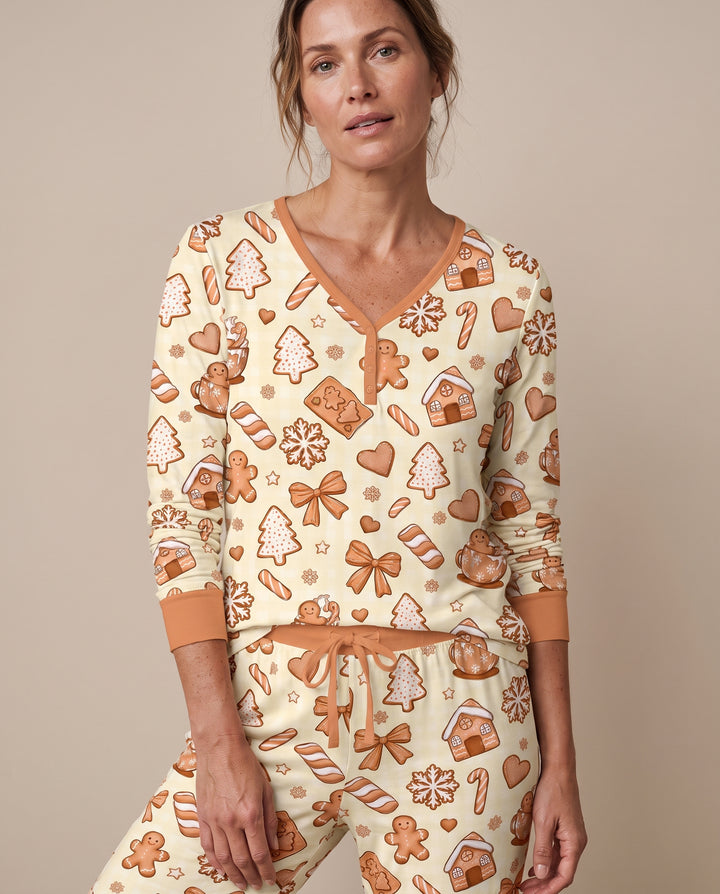 Gingerbread Christmas Cookie Toss Bamboo Women Pajama Set