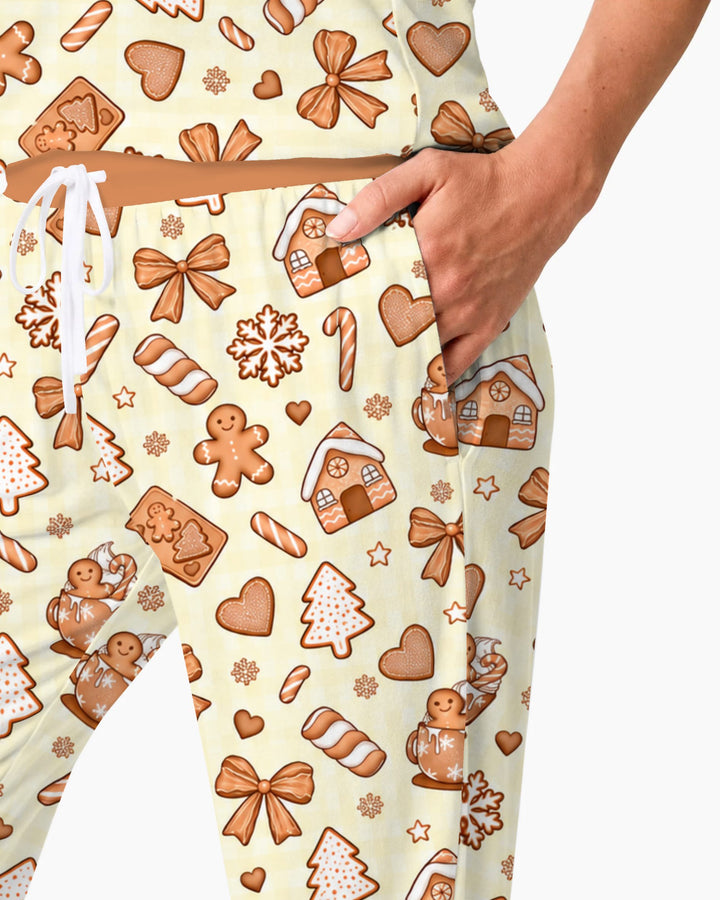Gingerbread Christmas Cookie Toss Bamboo Women Pajama Set