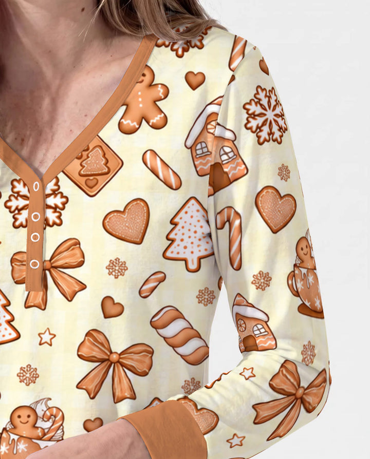 Gingerbread Christmas Cookie Toss Bamboo Women Pajama Set