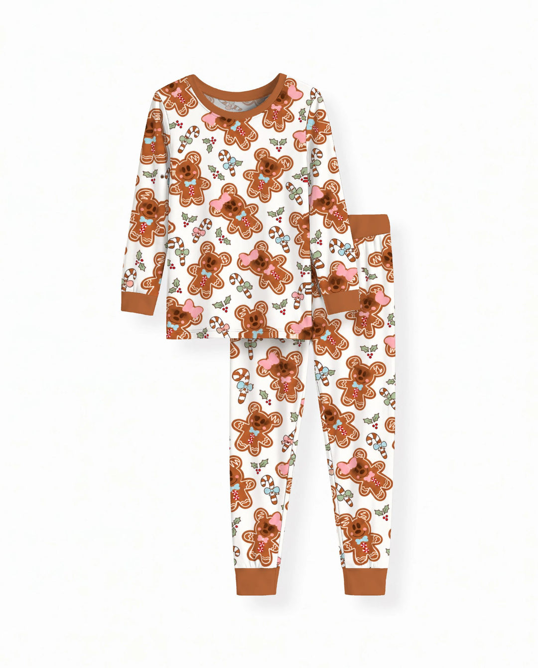 Cute Gingerbread Couple Toss Bamboo Two Piece Long Sleeve Pajama Set
