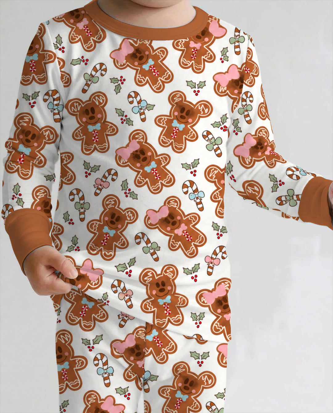 Cute Gingerbread Couple Toss Bamboo Two Piece Long Sleeve Pajama Set