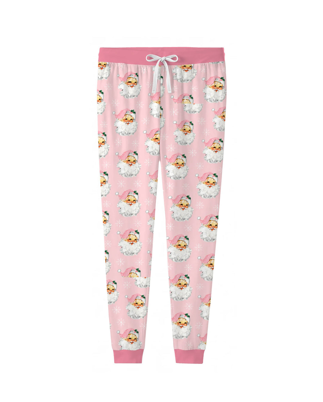 Vintage Pink Santa Face Toss Bamboo Women Pajama Set