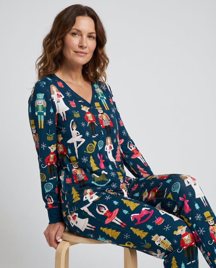 Whimsical Nutcracker Ballet Christmas Bamboo Women Pajama Set