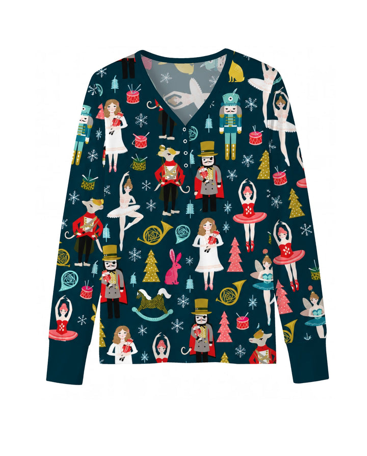 Whimsical Nutcracker Ballet Christmas Bamboo Women Pajama Set