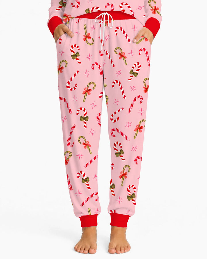 Coquette Christmas Candy Canes & Bows Bamboo Women Pajama Set