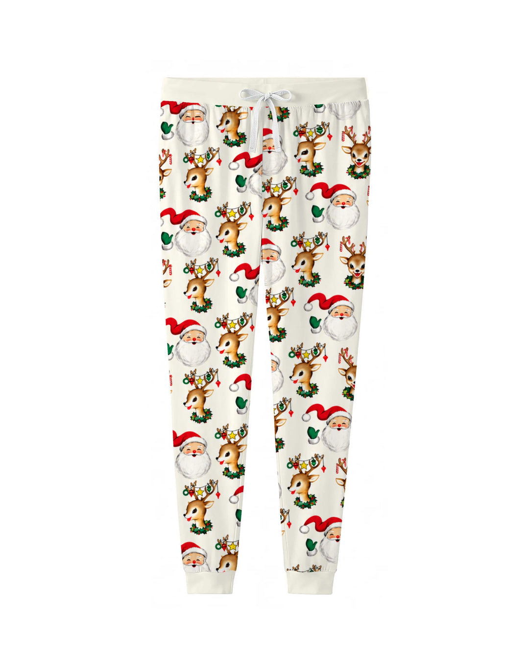 Vintage Santa & Reindeer Christmas Toss Bamboo Women Pajama Set