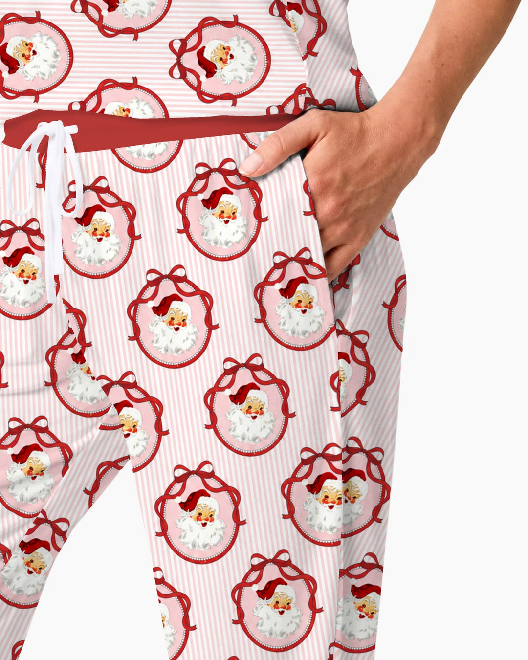 Coquette Vintage Santa Christmas Medallions Bamboo Women Pajama Set